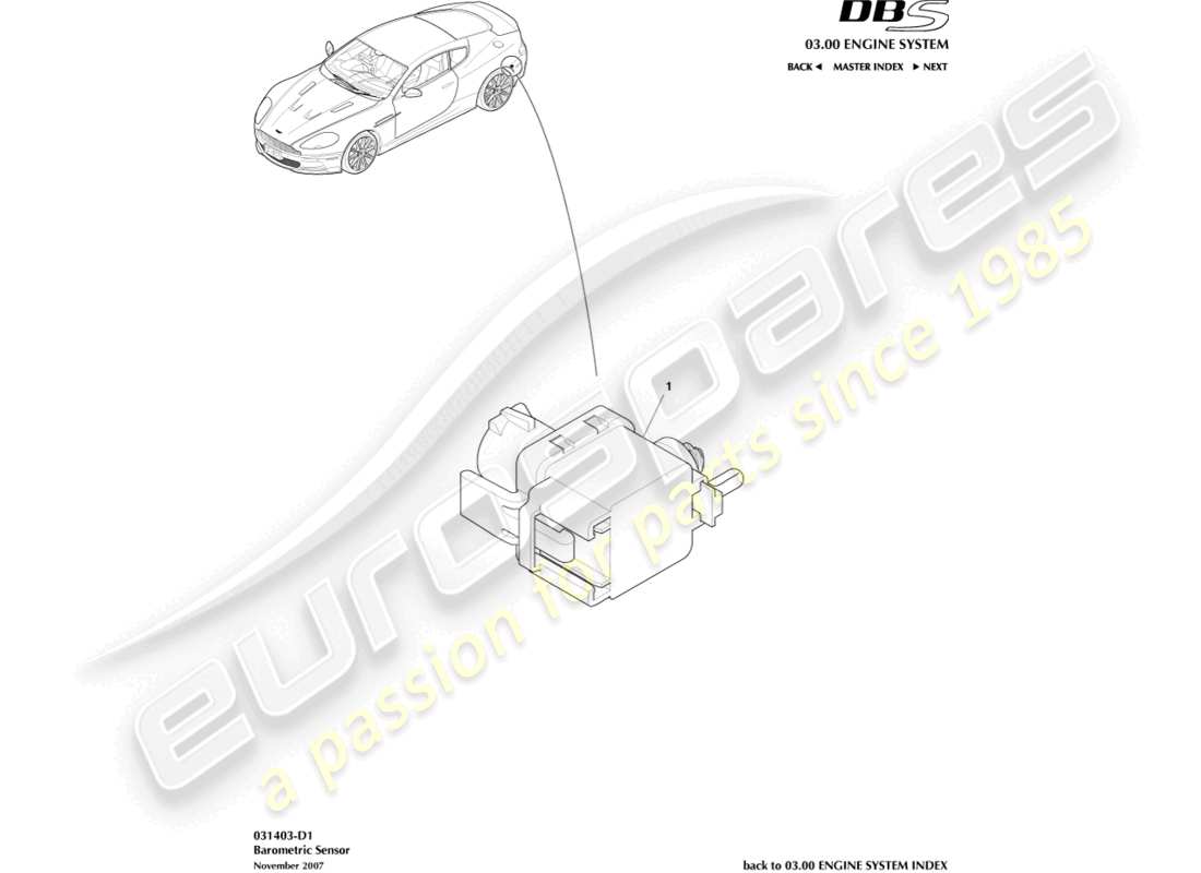 a part diagram from the aston martin dbs (2008) parts catalogue