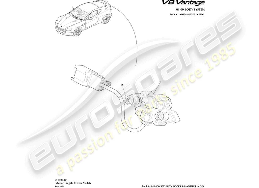 a part diagram from the aston martin vantage gt8 parts catalogue