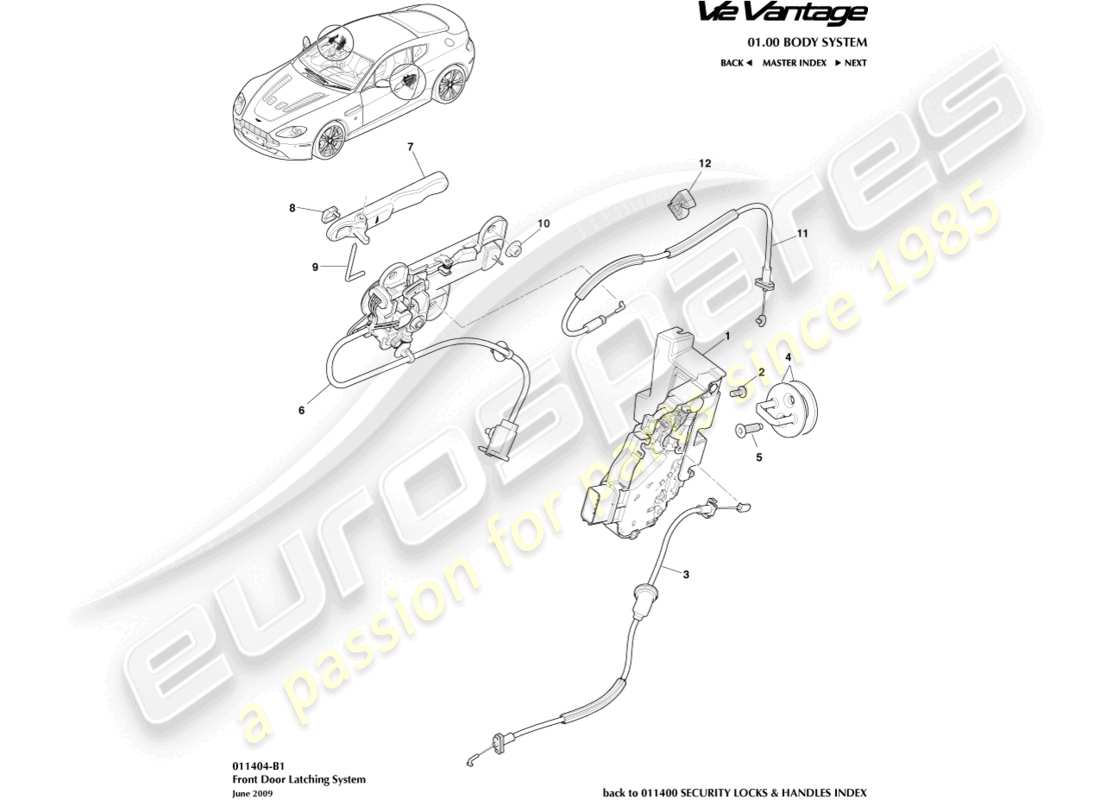 a part diagram from the aston martin v12 vantage (2010) parts catalogue