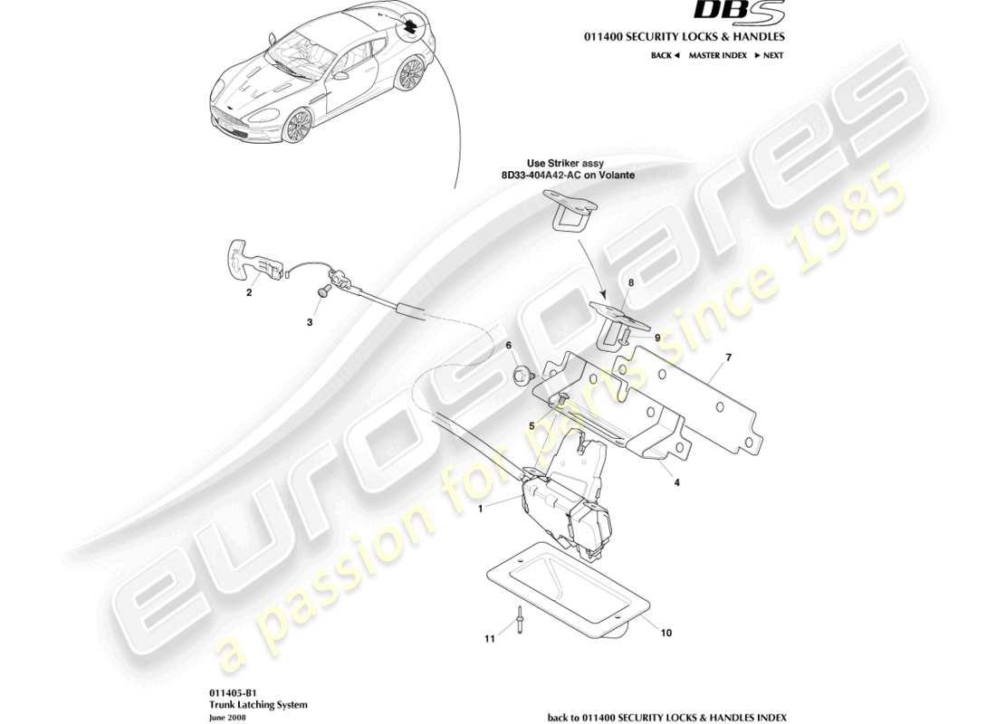 a part diagram from the aston martin dbs (2014) parts catalogue