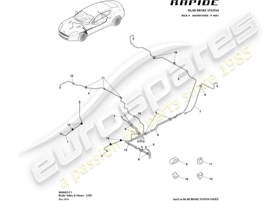 a part diagram from the aston martin rapide (2018) parts catalogue