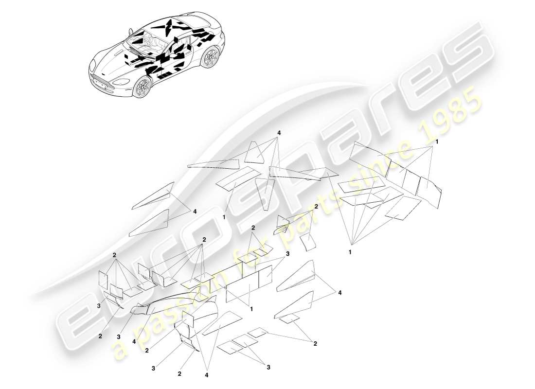 a part diagram from the aston martin v8 vantage parts catalogue