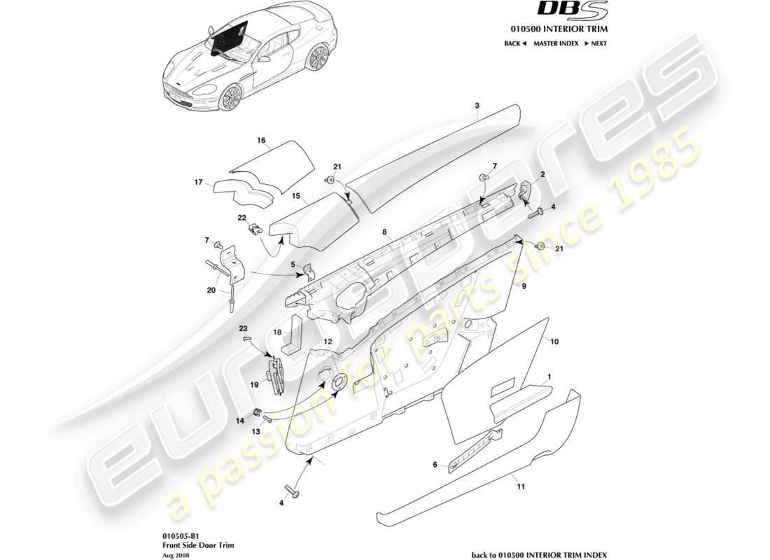 a part diagram from the aston martin dbs parts catalogue