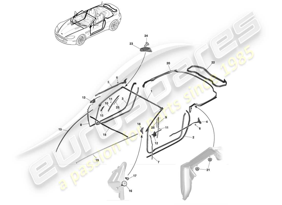 a part diagram from the aston martin v8 vantage (2007) parts catalogue