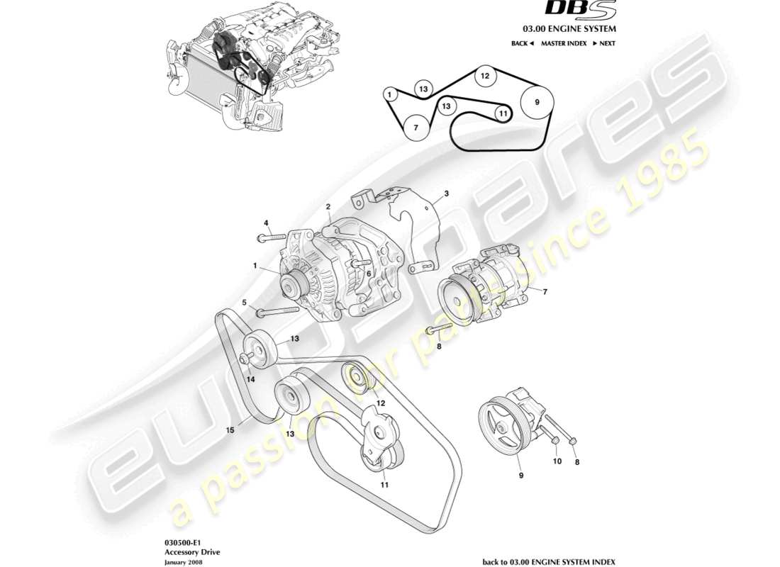 aston martin dbs (2011) accessory drive part diagram