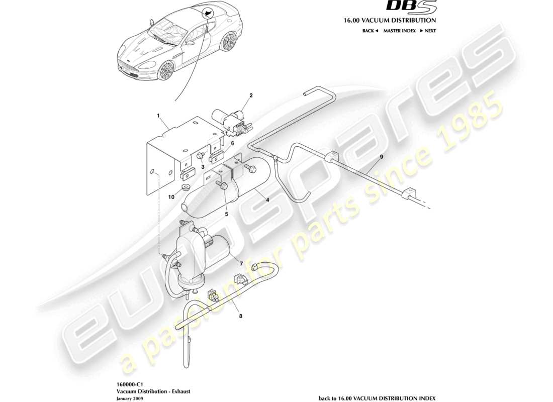 aston martin dbs (2009) vacuum distribution part diagram