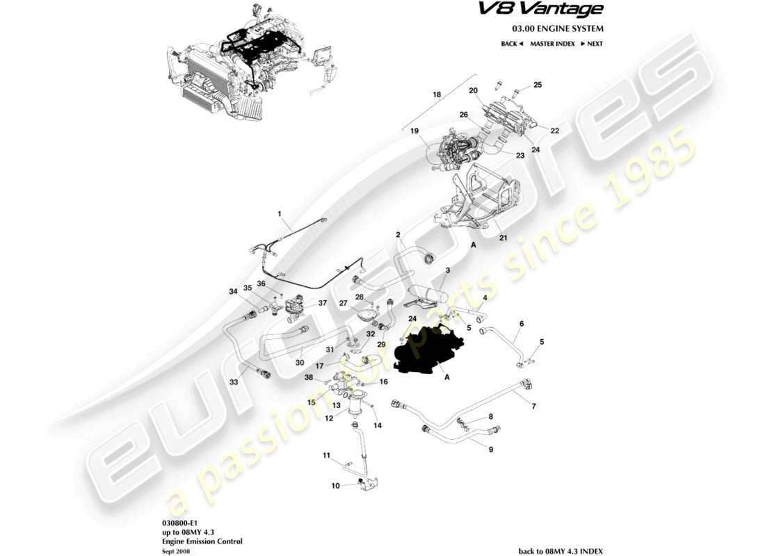 aston martin v8 vantage (2010) emission control part diagram