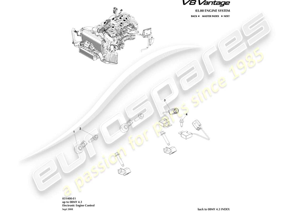 aston martin v8 vantage (2010) electronic engine control part diagram