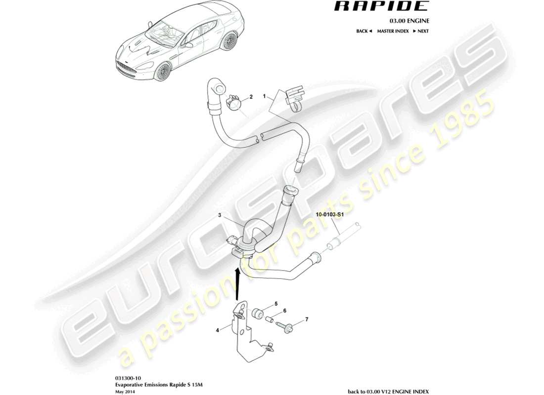 aston martin rapide (2013) evaporative emissions, 15my part diagram
