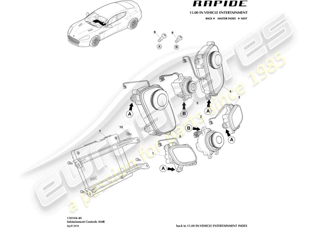 aston martin rapide (2013) infotainment controls, amr part diagram