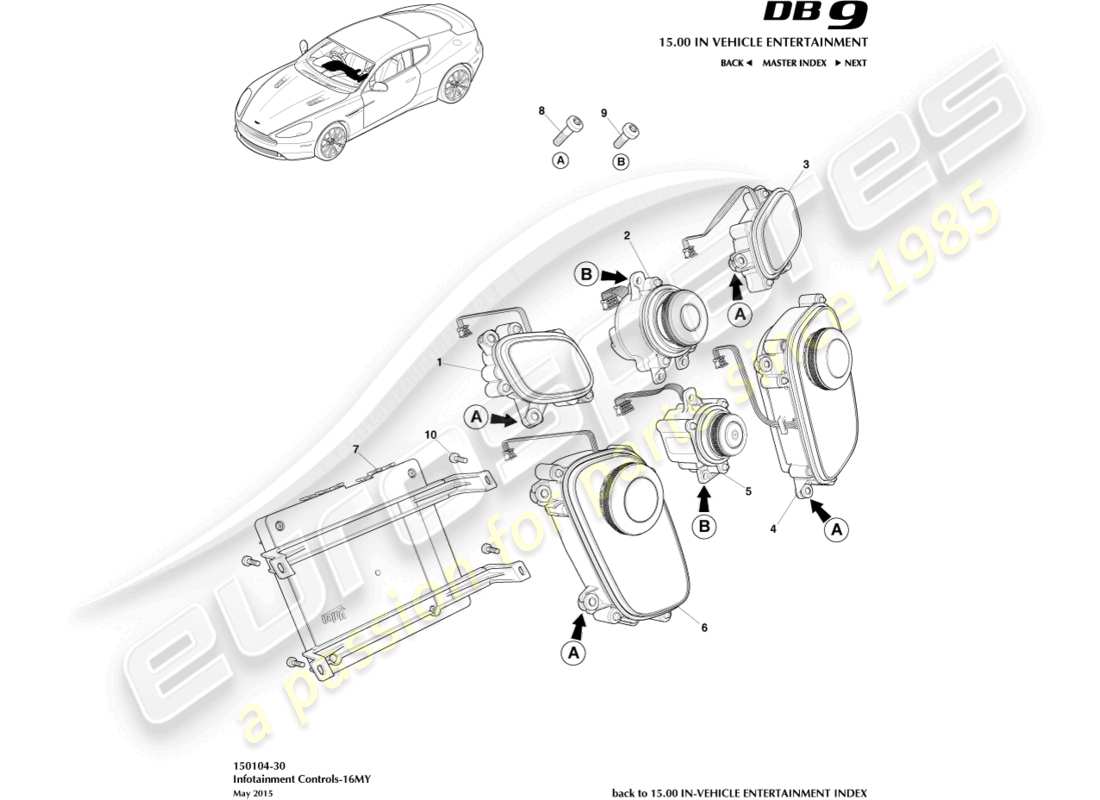 aston martin db9 (2015) infotainment controls, 16my part diagram