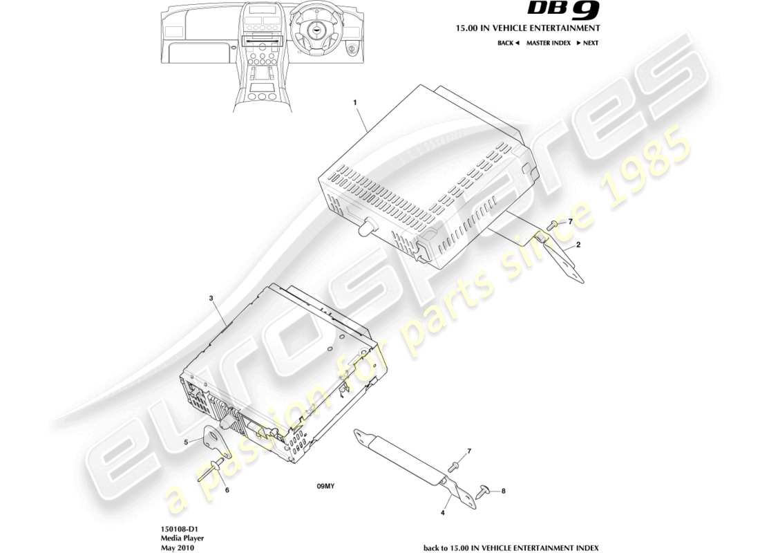 a part diagram from the aston martin db9 (2009) parts catalogue