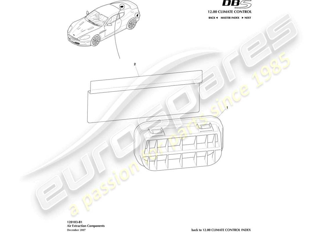 a part diagram from the aston martin dbs (2014) parts catalogue