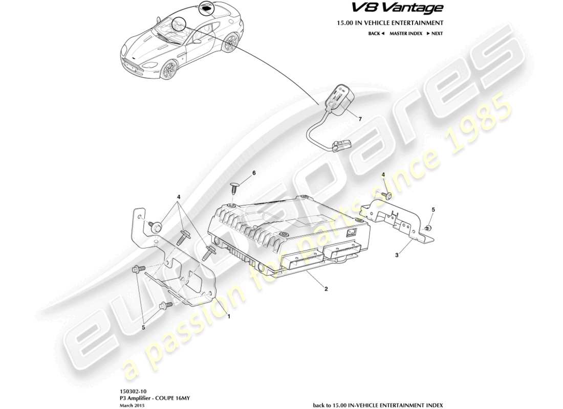 a part diagram from the aston martin vantage gt8 (2017) parts catalogue