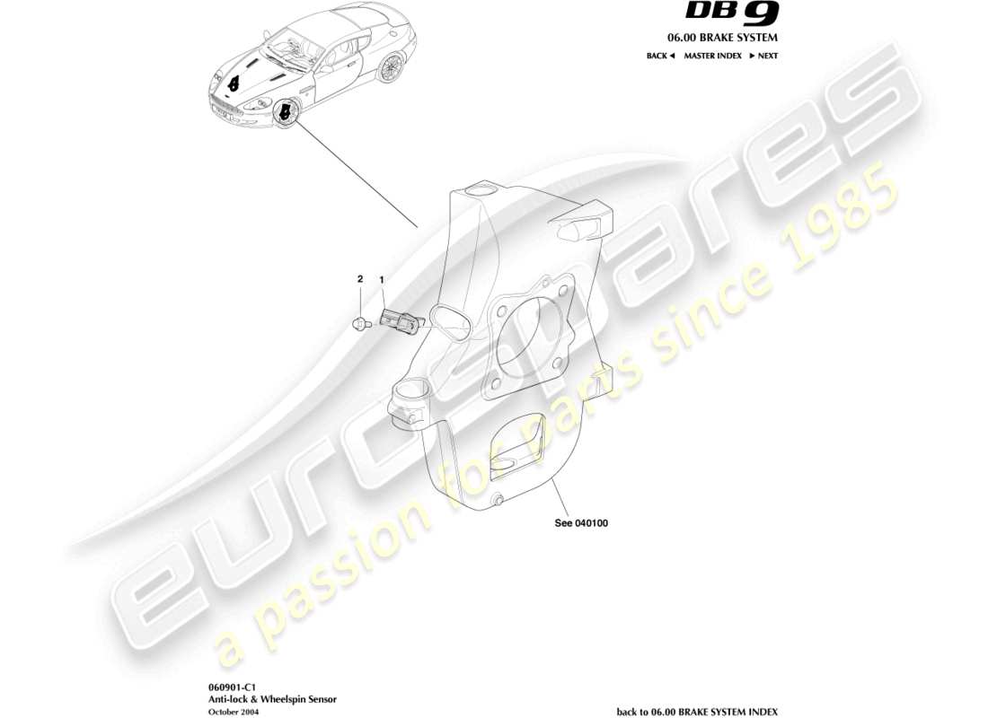 a part diagram from the Aston Martin DB9 (2011) parts catalogue