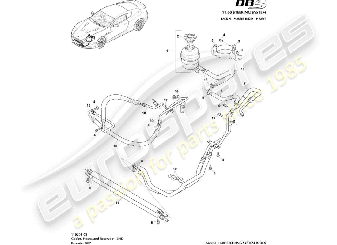 a part diagram from the aston martin dbs (2009) parts catalogue