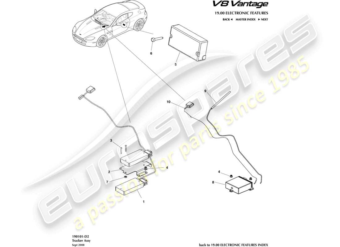 a part diagram from the Aston Martin V8 Vantage (2014) parts catalogue