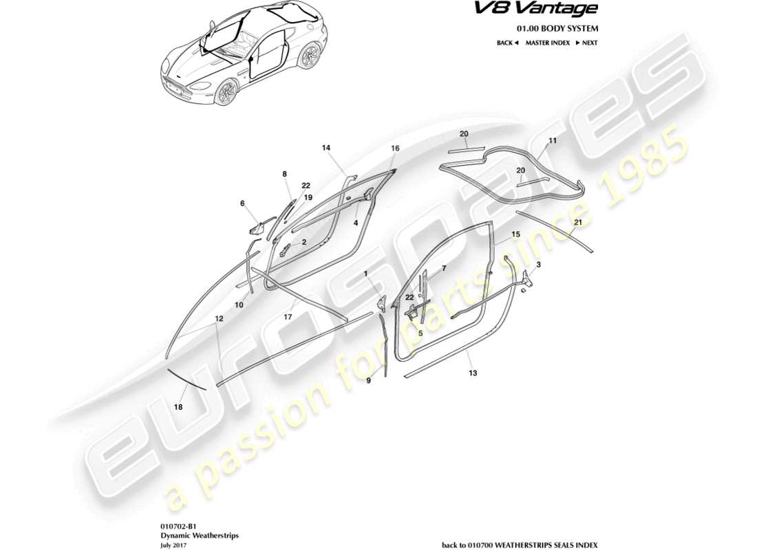 a part diagram from the aston martin v8 vantage (2017) parts catalogue