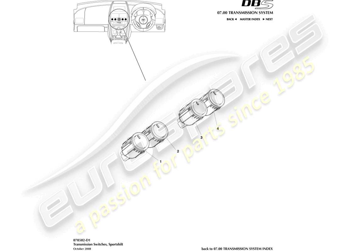 a part diagram from the aston martin dbs (2012) parts catalogue