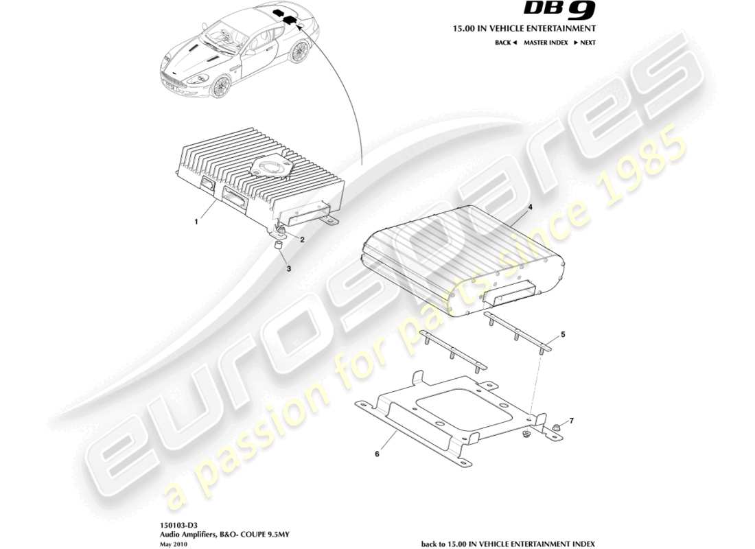 aston martin db9 (2009) premium amplifiers, coupe part diagram