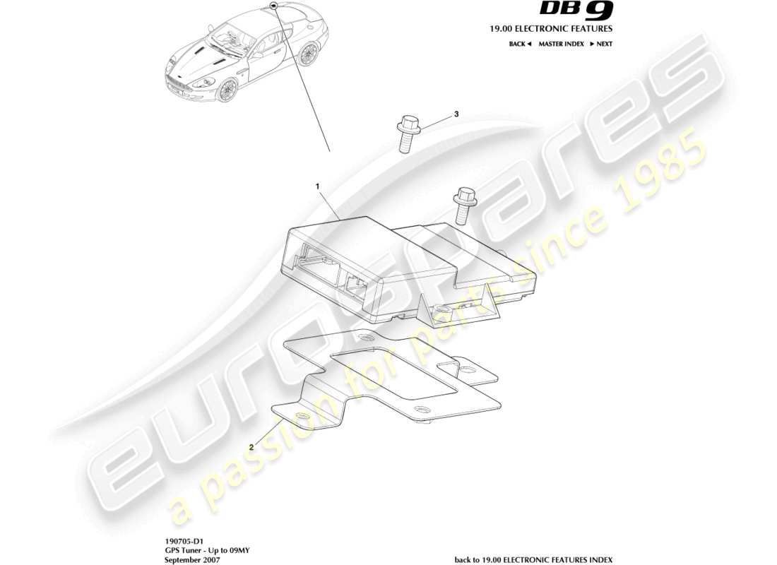 aston martin db9 (2008) gps tuner, to 09my part diagram