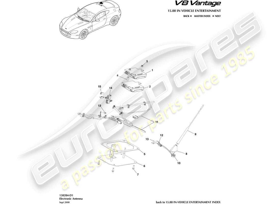 aston martin v8 vantage (2015) electronic antenna part diagram