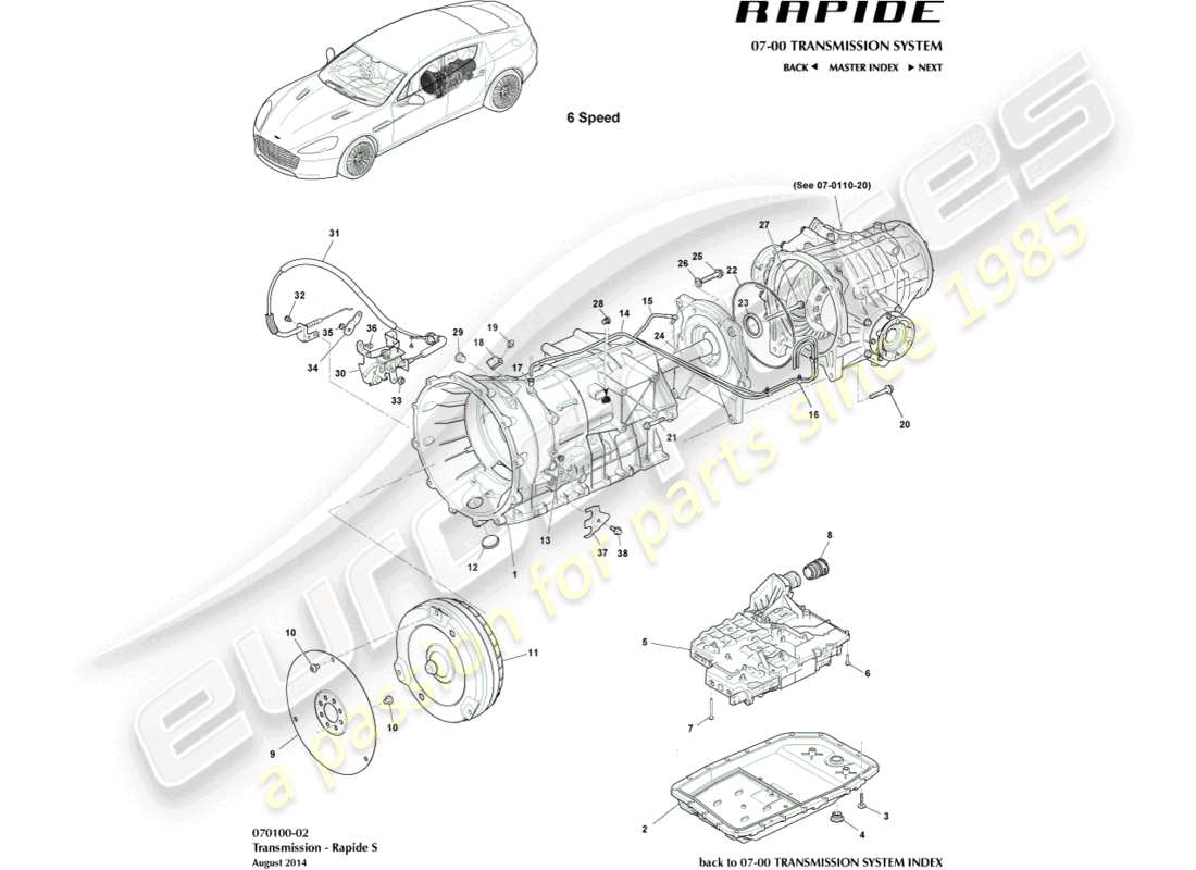 aston martin rapide (2014) transaxle, s part diagram