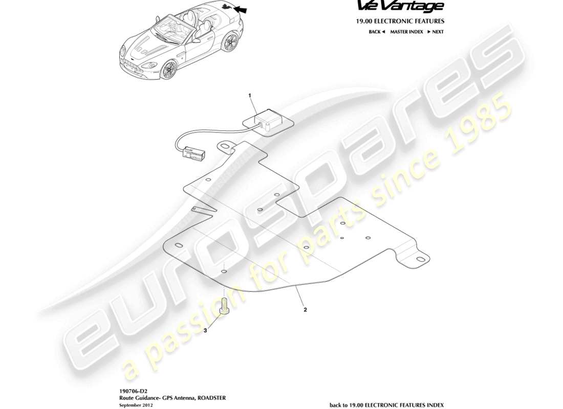 a part diagram from the aston martin v12 vantage (2011) parts catalogue
