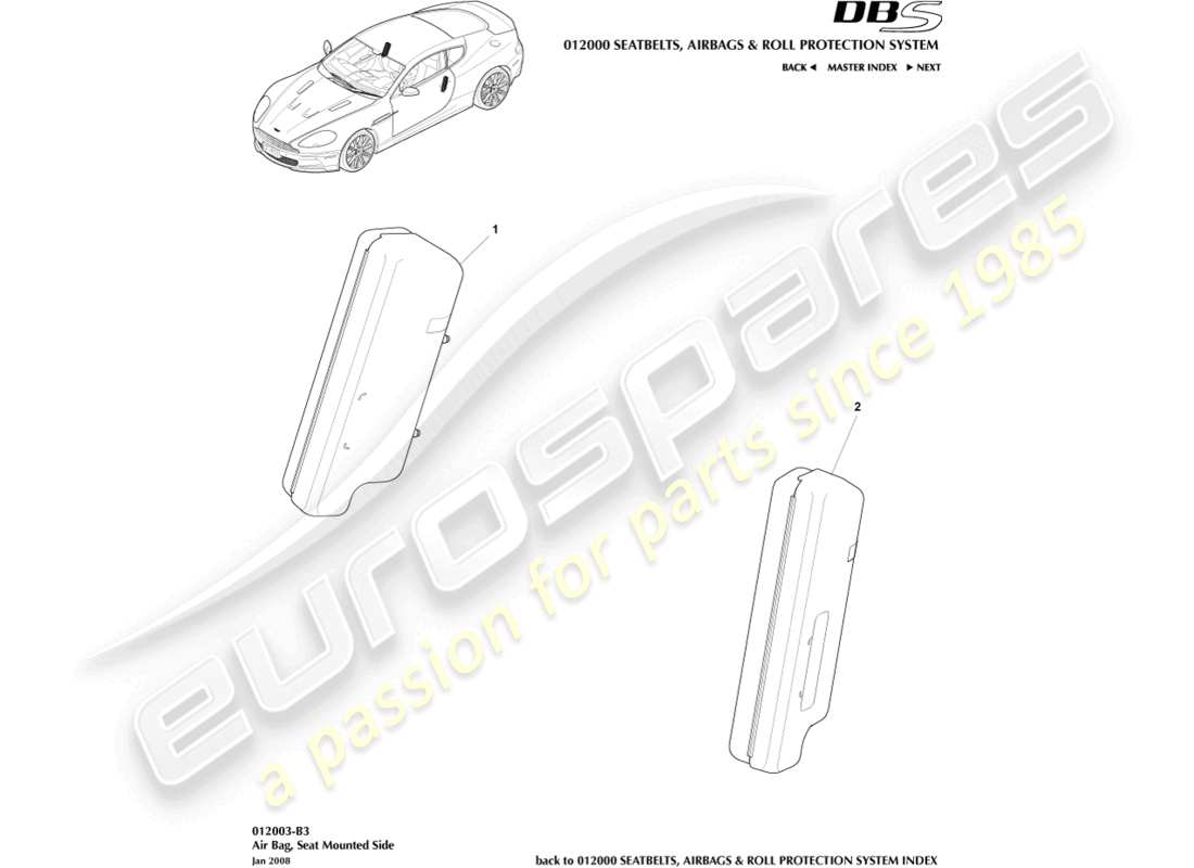 a part diagram from the aston martin dbs parts catalogue