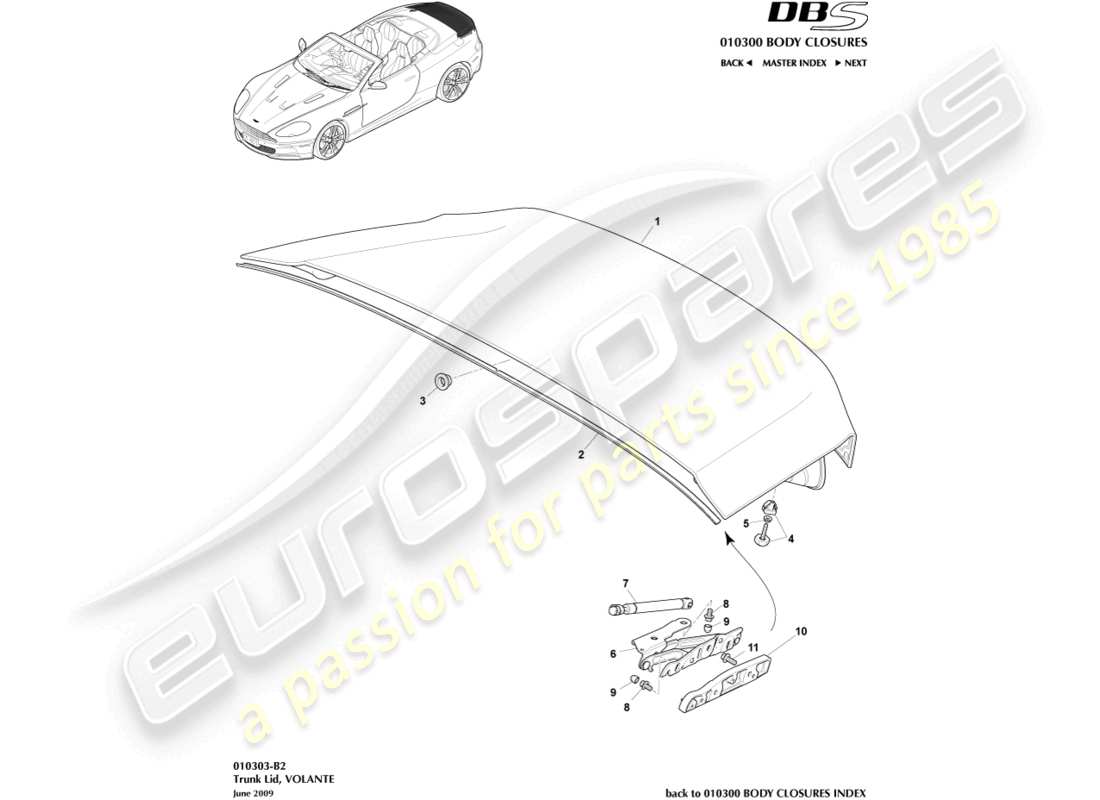 a part diagram from the aston martin dbs parts catalogue