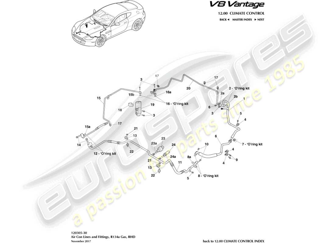 a part diagram from the aston martin vantage gt8 parts catalogue