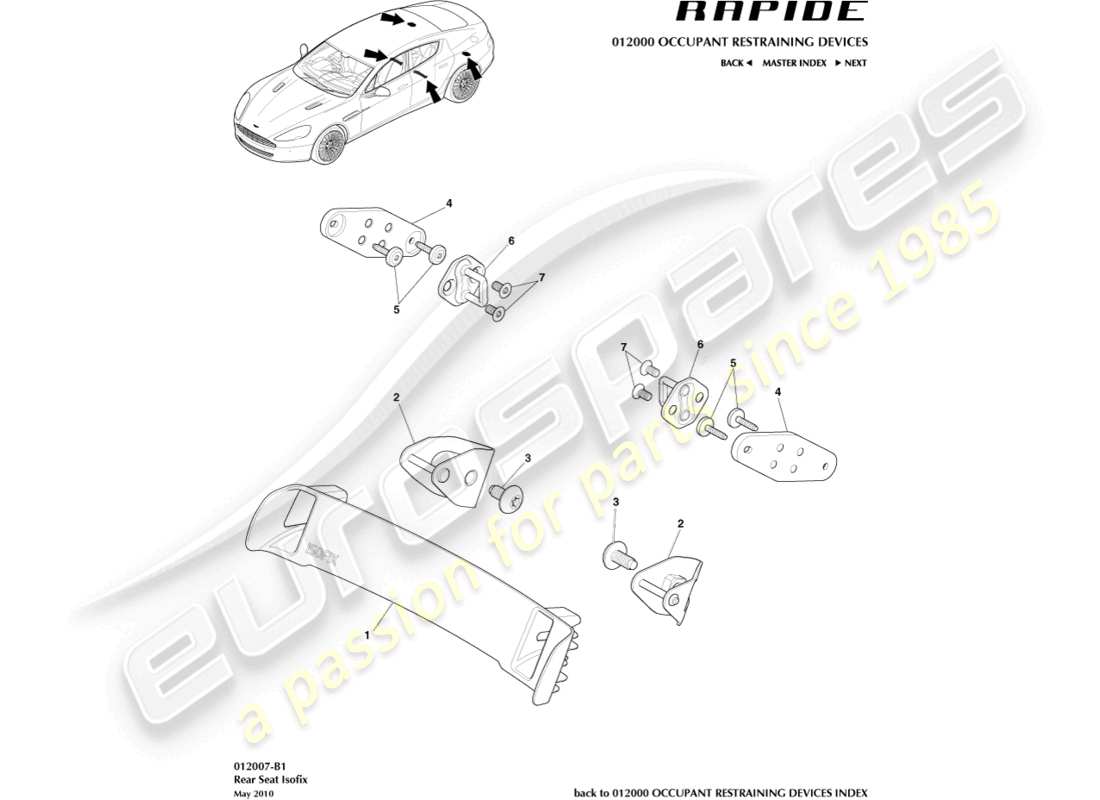 aston martin rapide (2017) isofix tether brackets part diagram