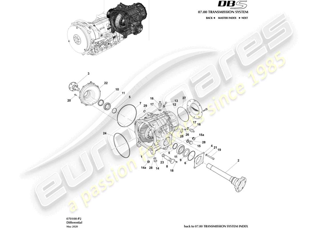 aston martin dbs (2012) differential part diagram