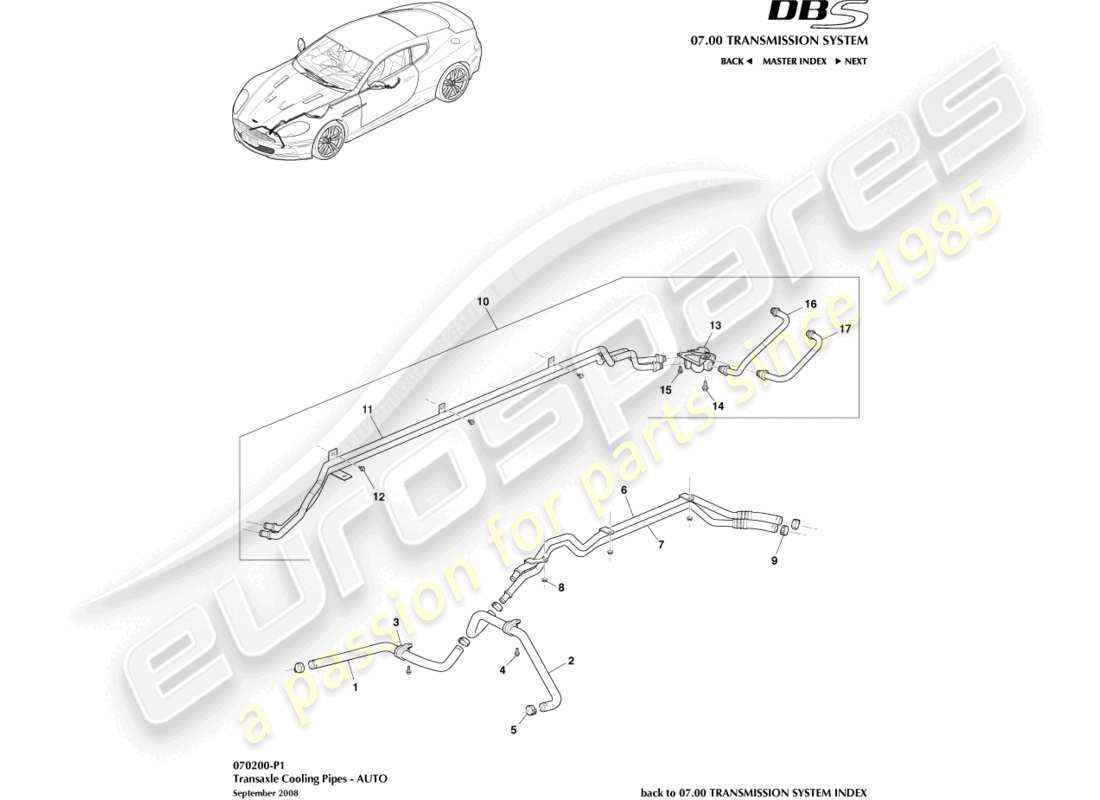 aston martin dbs (2011) transaxle cooling, auto part diagram