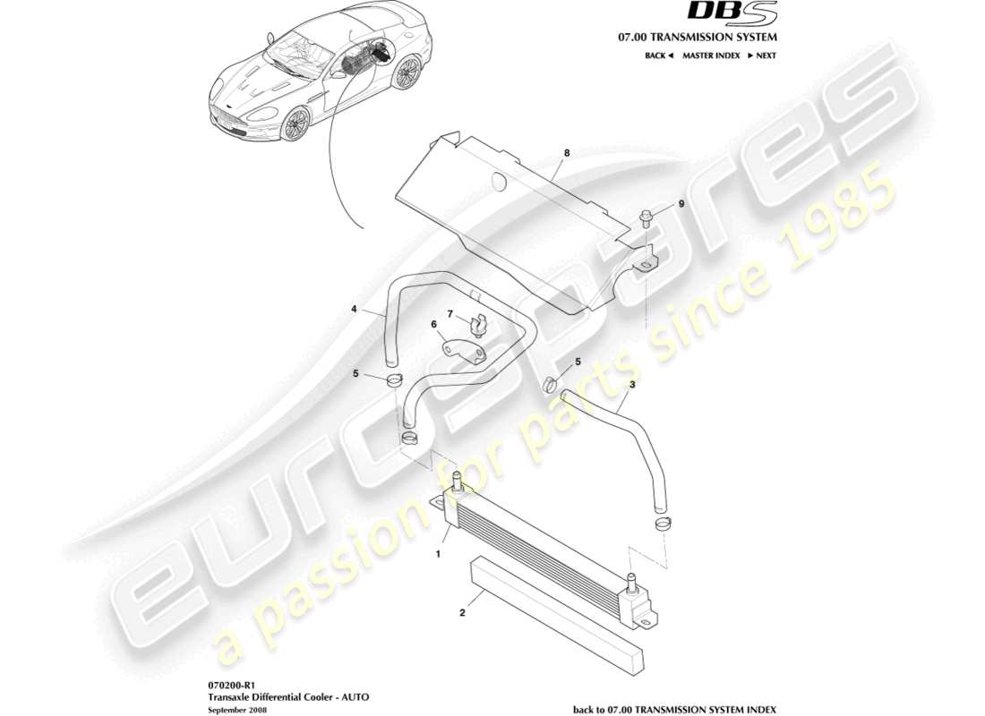 aston martin dbs (2012) differential cooling part diagram
