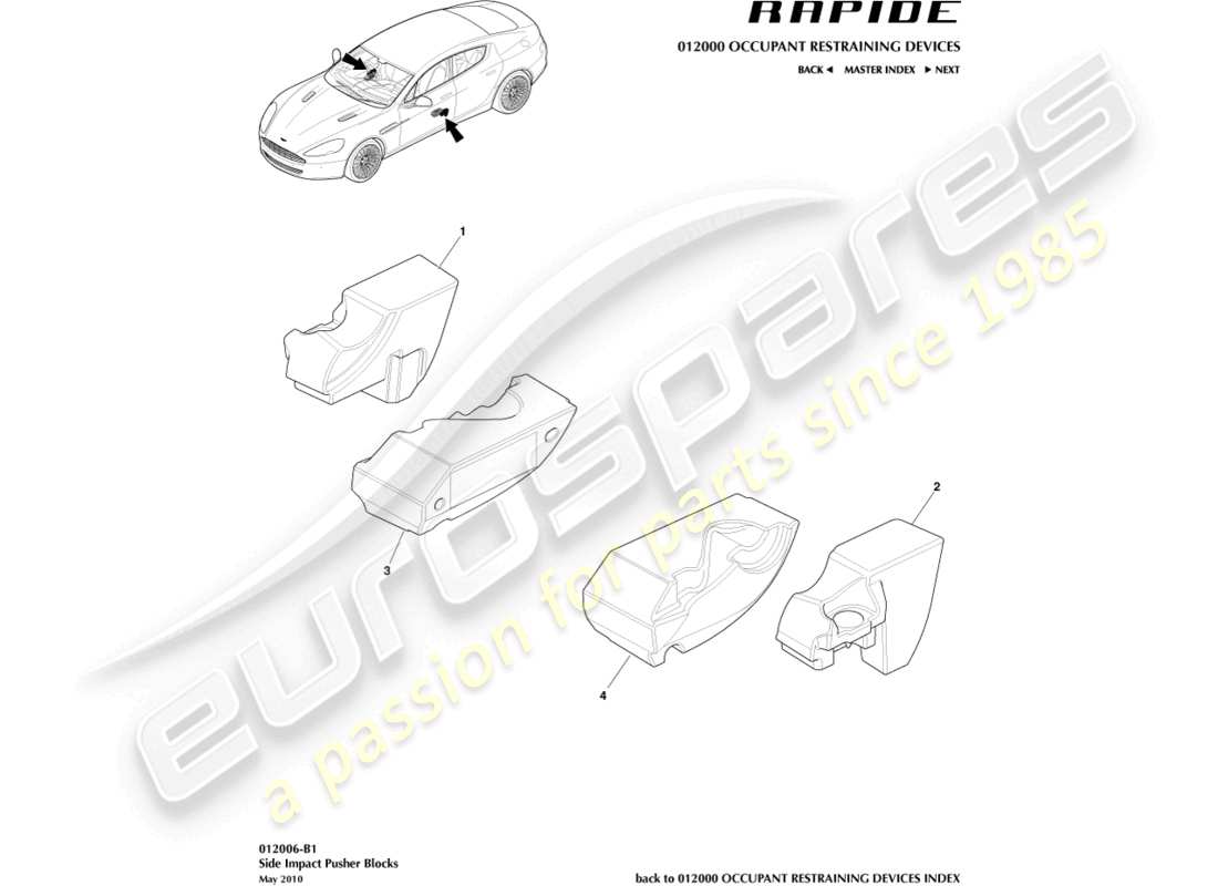 aston martin rapide (2017) side impact blocks part diagram