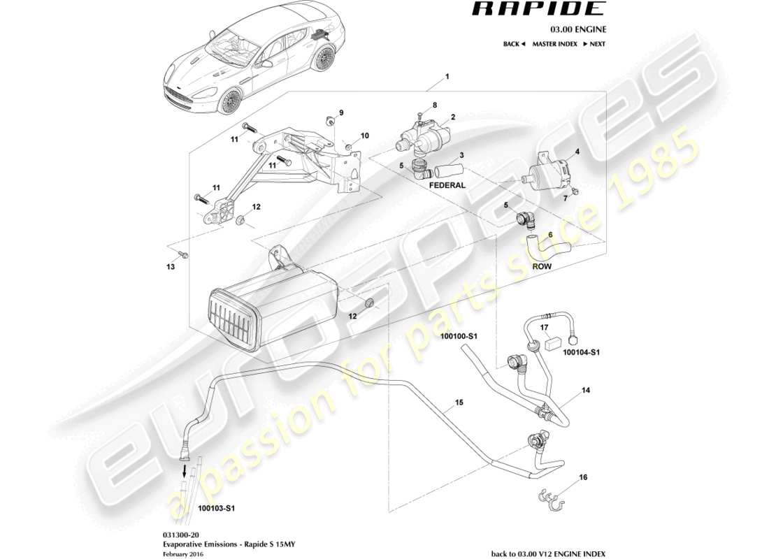 aston martin rapide (2017) carbon canister, 15my part diagram