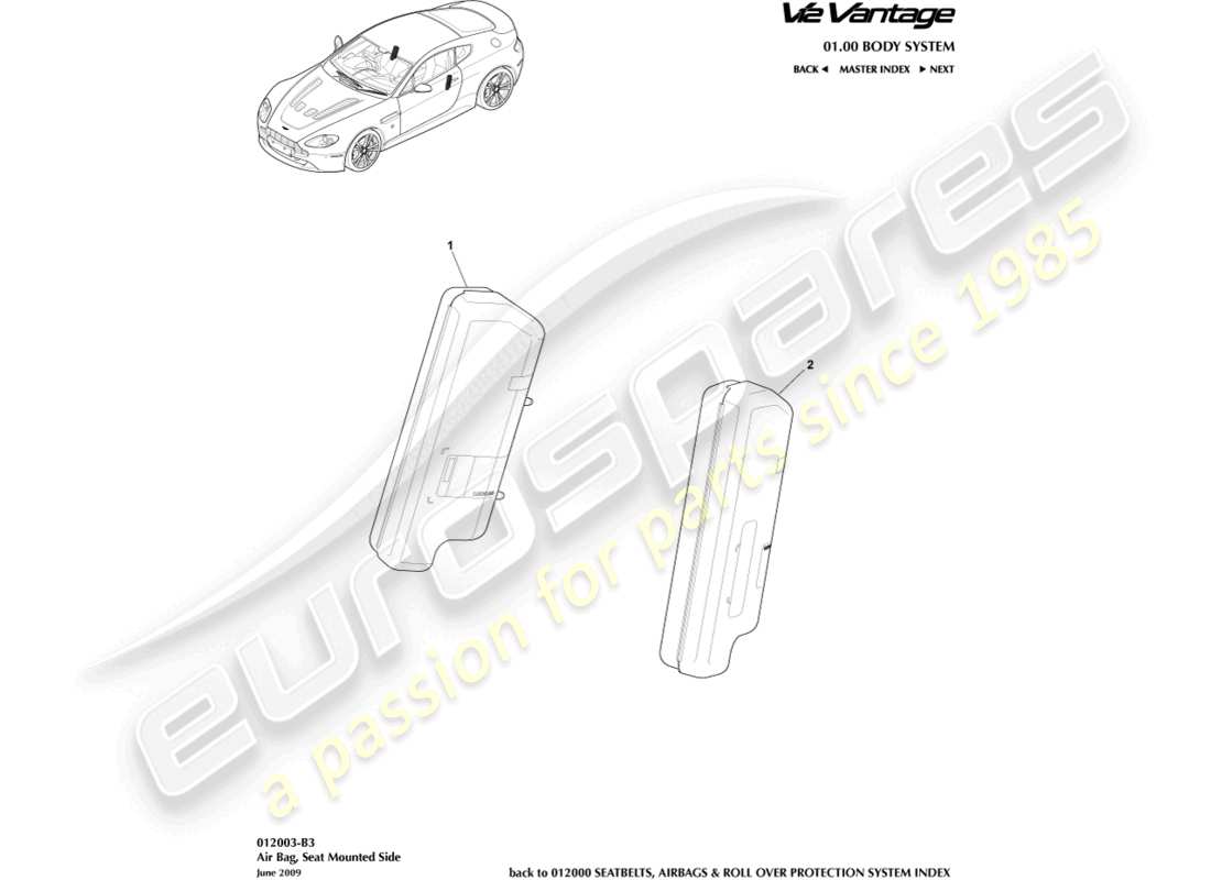 a part diagram from the aston martin v12 vantage parts catalogue
