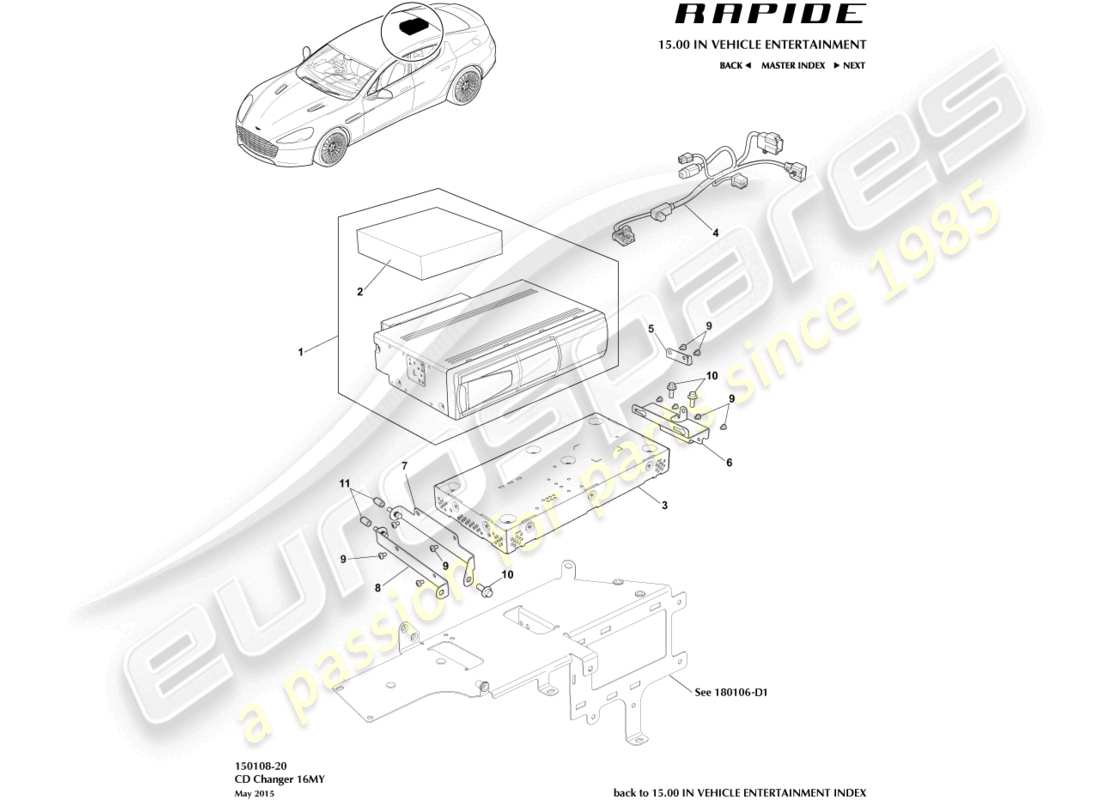 aston martin rapide (2017) cd changer, 16my on part diagram