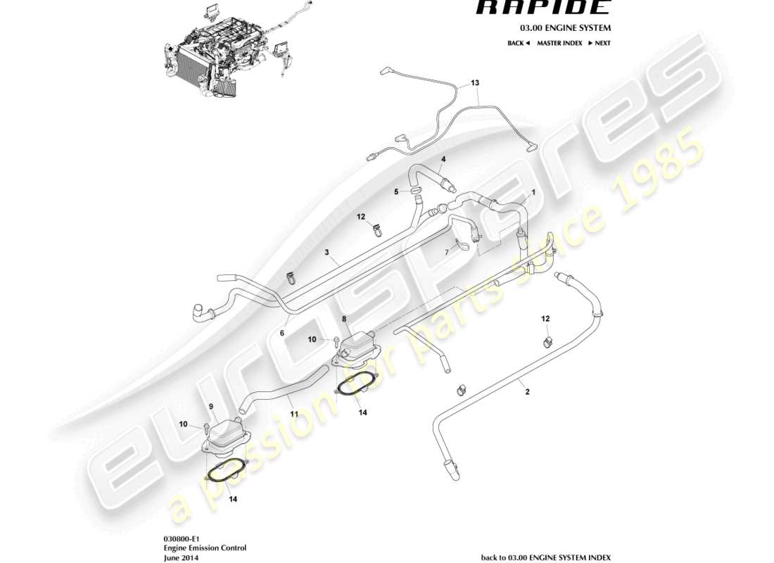 aston martin rapide (2013) emisison control part diagram
