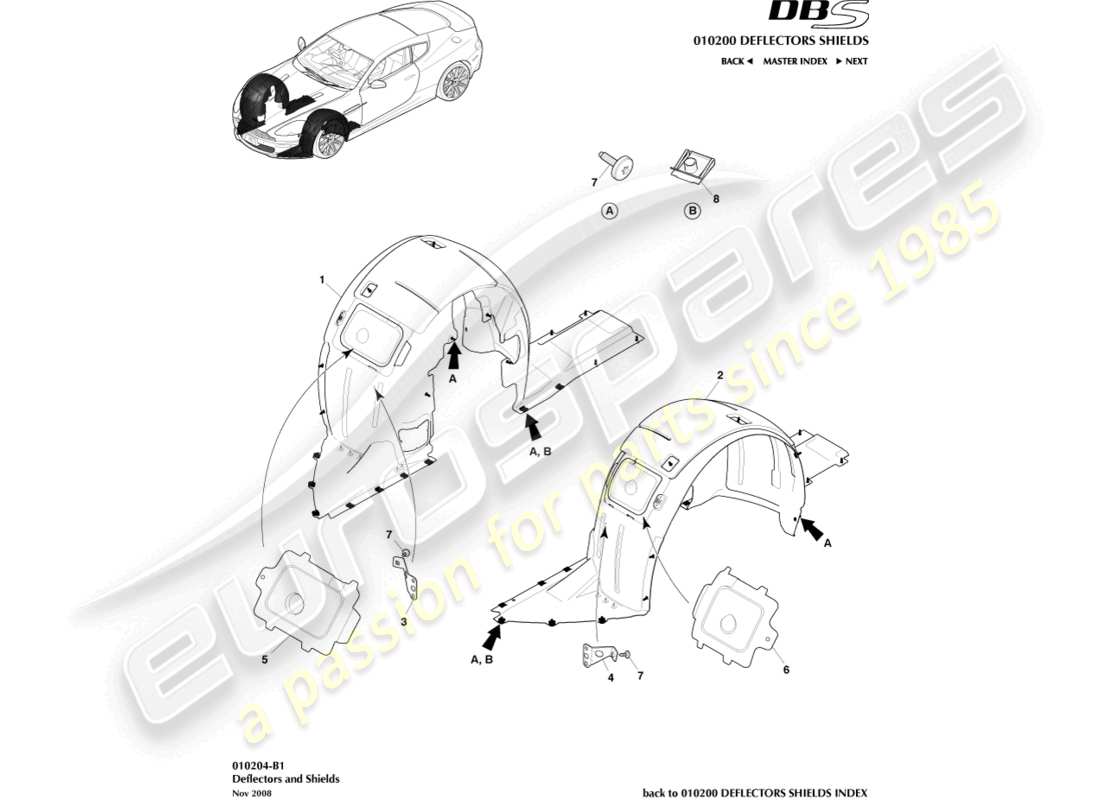 aston martin dbs (2010) front wheel arches part diagram