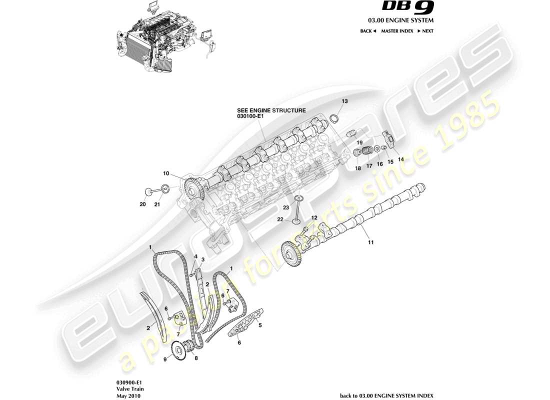 aston martin db9 (2006) valve train part diagram