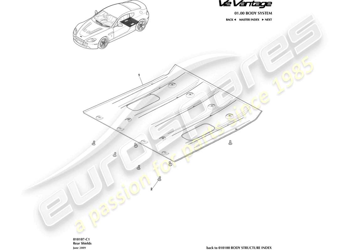 a part diagram from the aston martin v12 vantage (2013) parts catalogue