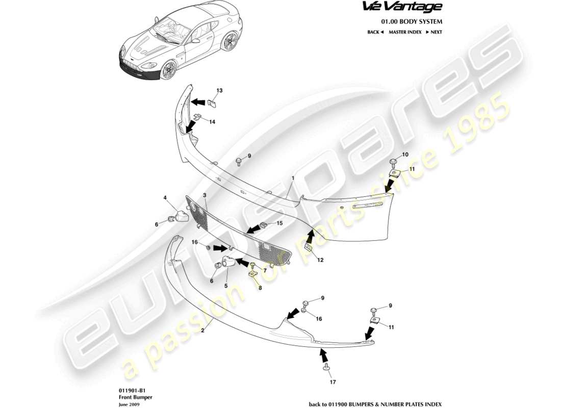 a part diagram from the aston martin v12 vantage parts catalogue
