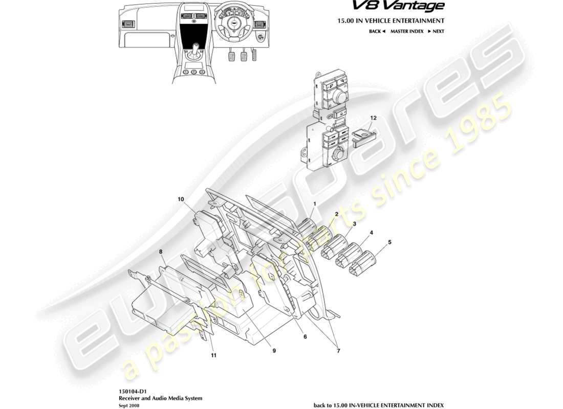 a part diagram from the Aston Martin V8 Vantage (2010) parts catalogue