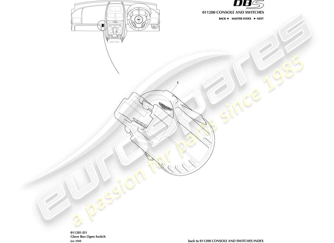 a part diagram from the aston martin dbs (2008) parts catalogue