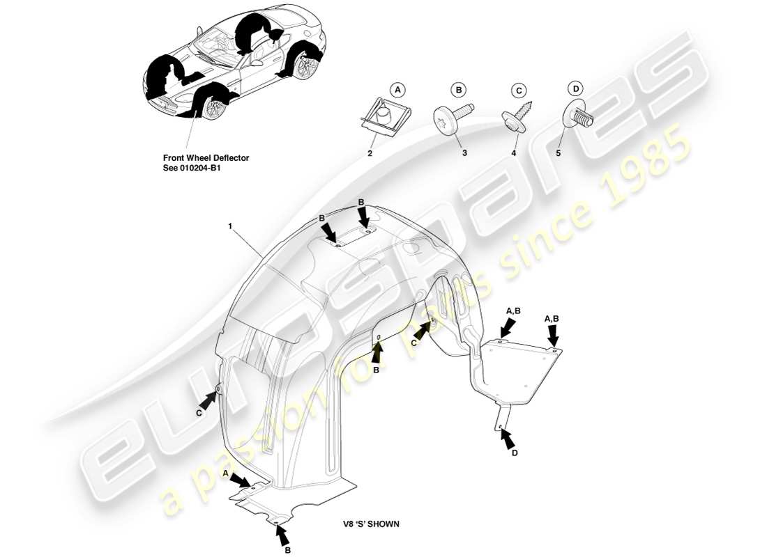 a part diagram from the aston martin v8 vantage parts catalogue