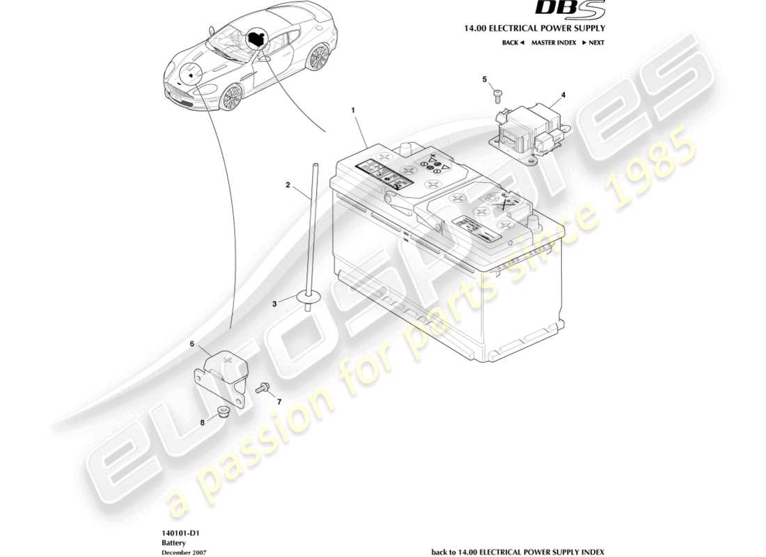a part diagram from the aston martin dbs (2007) parts catalogue