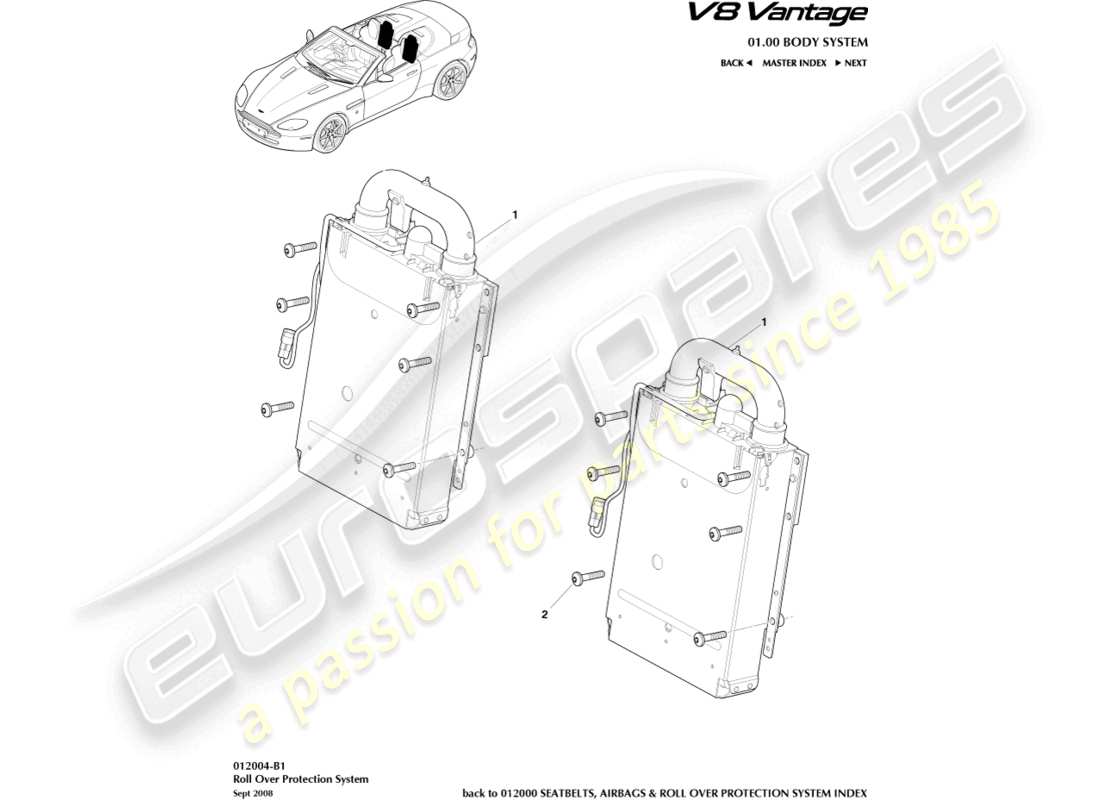 a part diagram from the aston martin v8 vantage parts catalogue