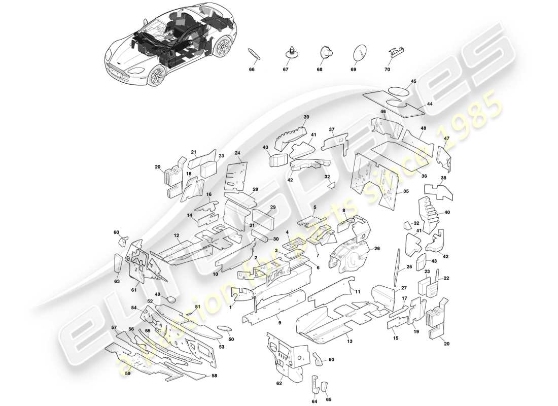 a part diagram from the aston martin v8 vantage parts catalogue